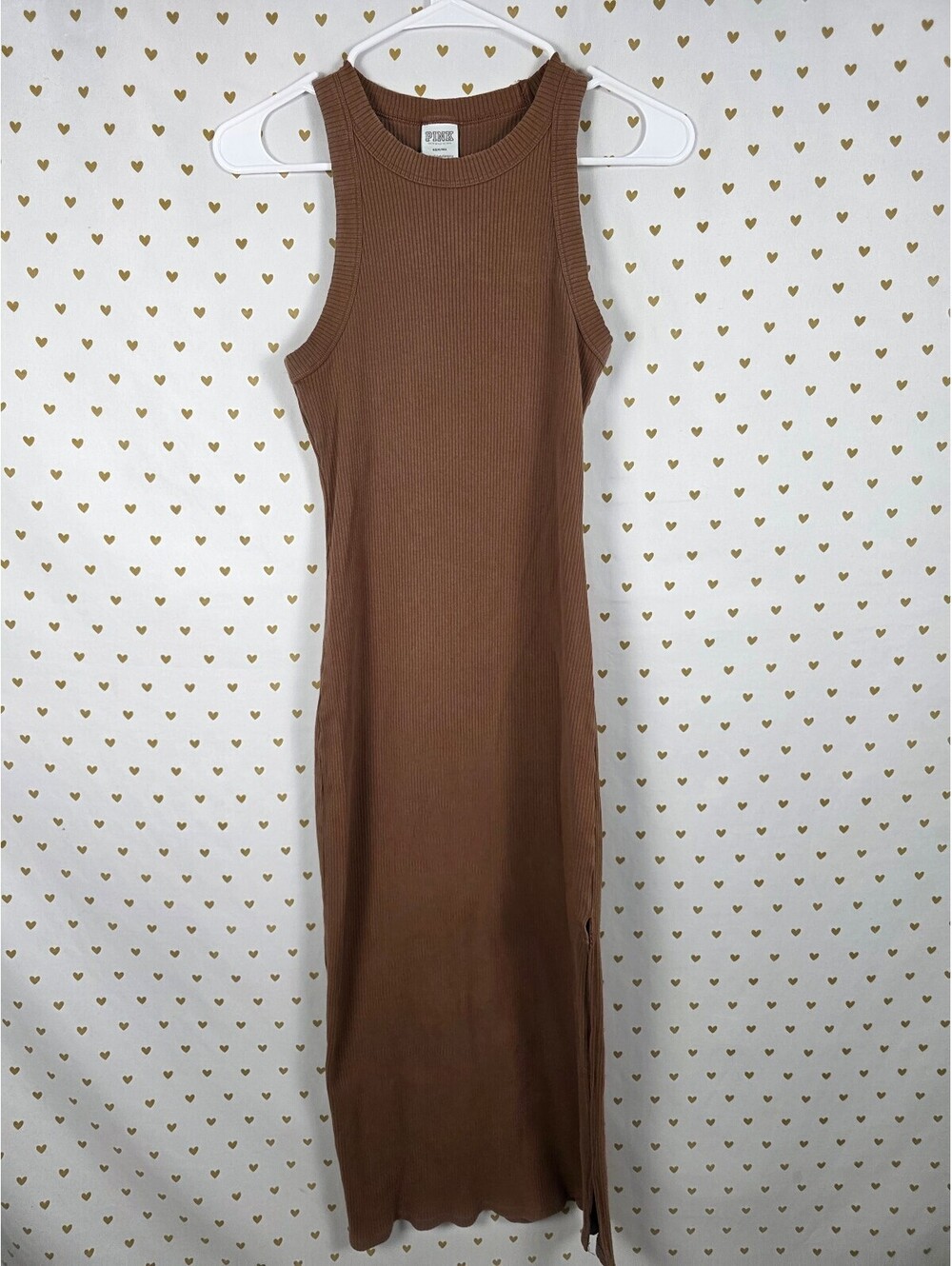 Victorias Secret PINK Ribbed Long Sleeveless Maxi Dress MEDIUM long Slit